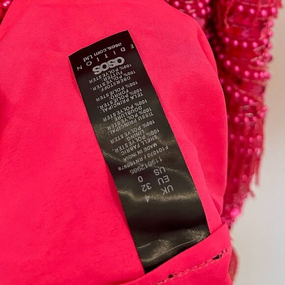 ASOS Pearl And Fringe Halter Midi Dress in Pink Size US 0 - Picture 11 of 15